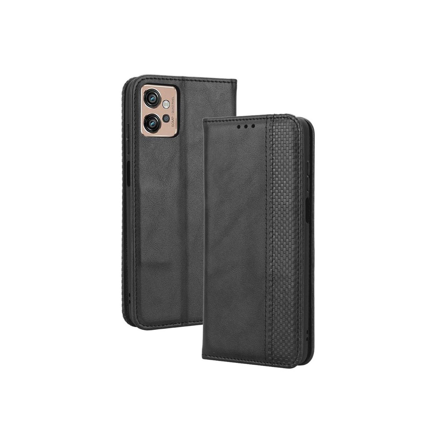 Wallet Stand Flip Phone Case til Motorola Moto G32 4G - Sort