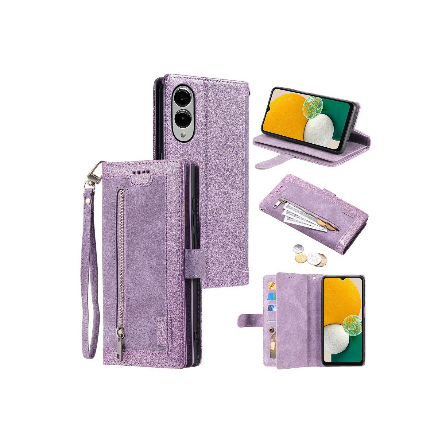 Til Samsung Galaxy S25 Edge Deksel med Glidelås og 9 Kortspor