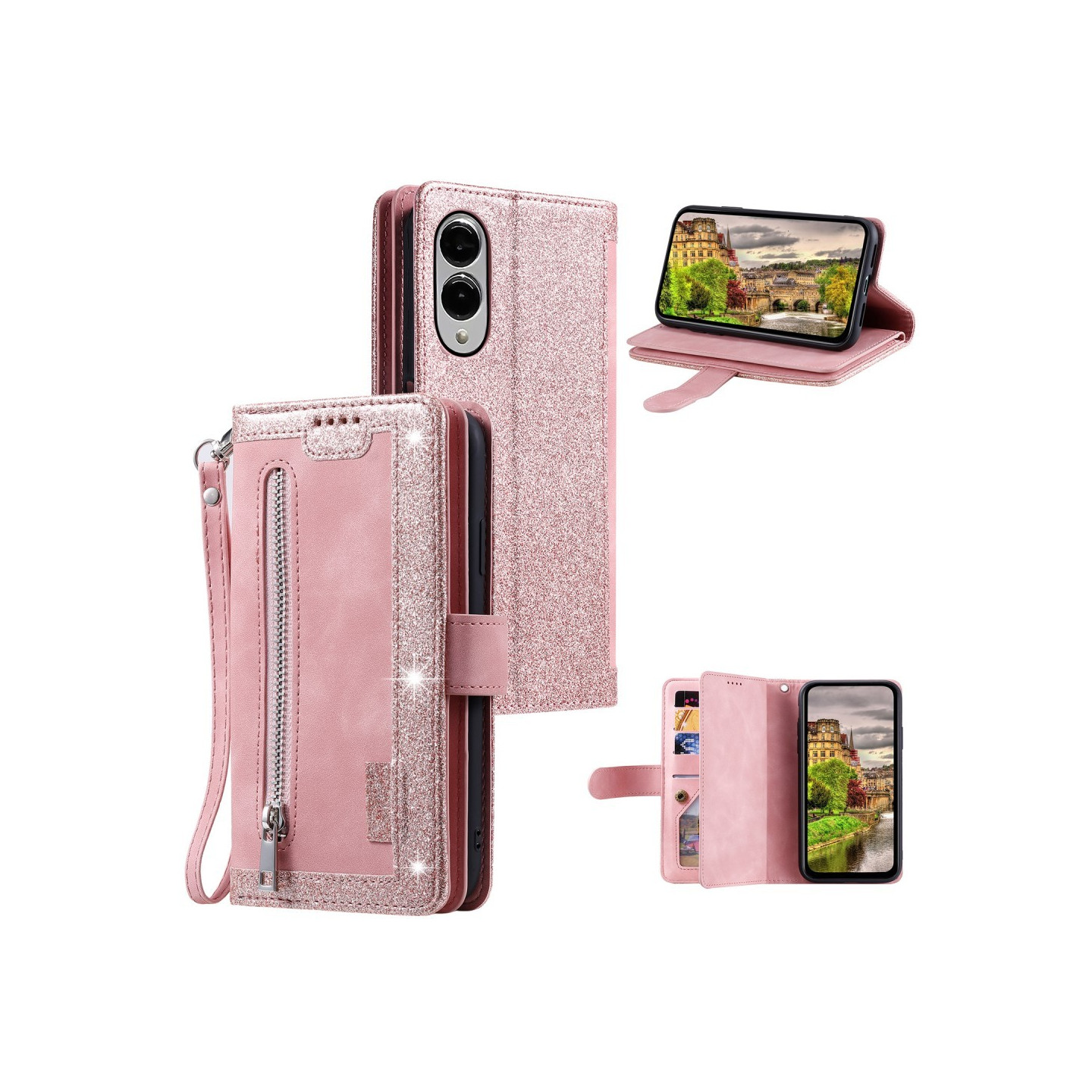 Til Samsung Galaxy S25 Edge Etui med Lynlåslomme og 9 Kortlommer