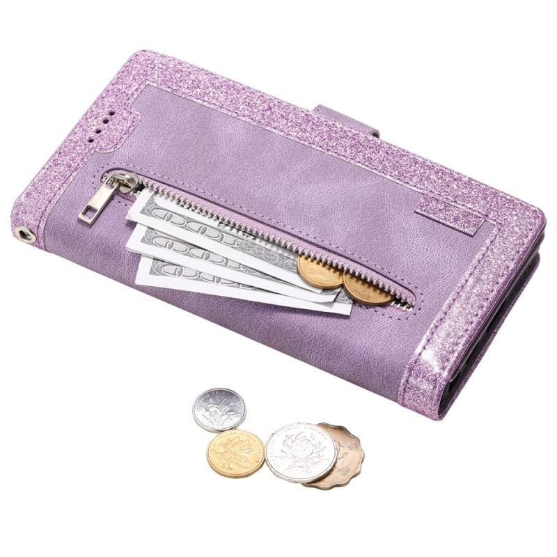 For Samsung Galaxy S25 Edge Case Zipper Pocket PU Leather Phone Cover with 9 Card Slots