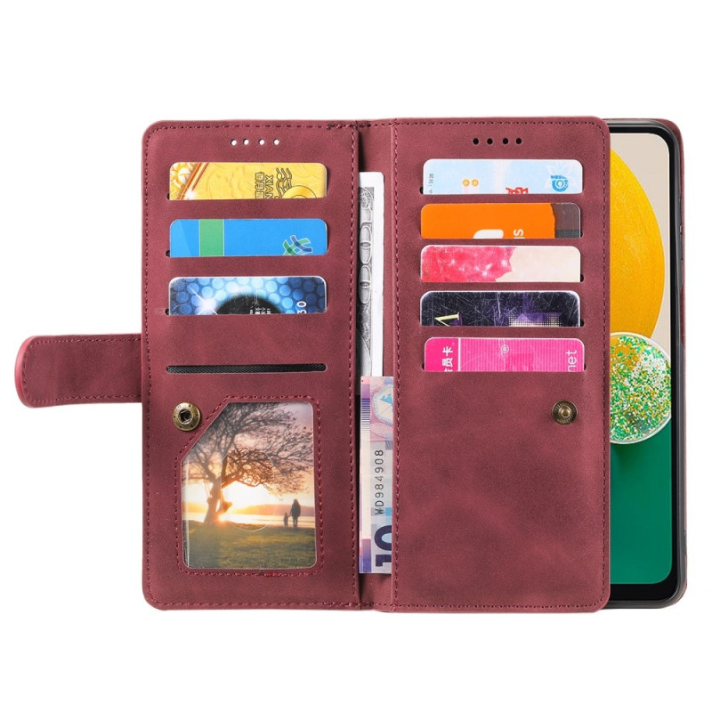 For Samsung Galaxy S25 Edge Case Zipper Pocket PU Leather Phone Cover with 9 Card Slots