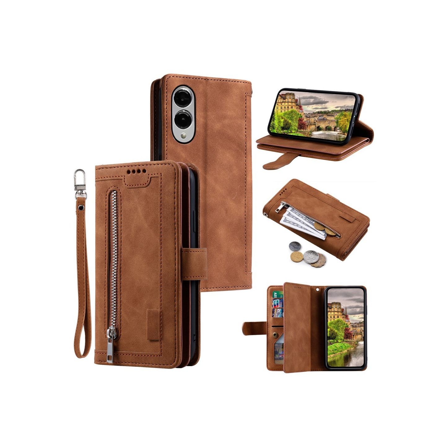 Til Samsung Galaxy S25 Edge Deksel med Glidelås og 9 Kortspor