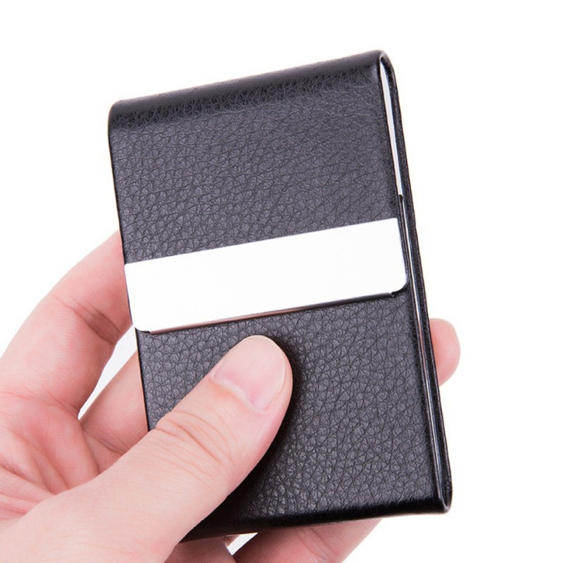 Card Case Card Holder Business Card Holder Magnetic Closure - Black