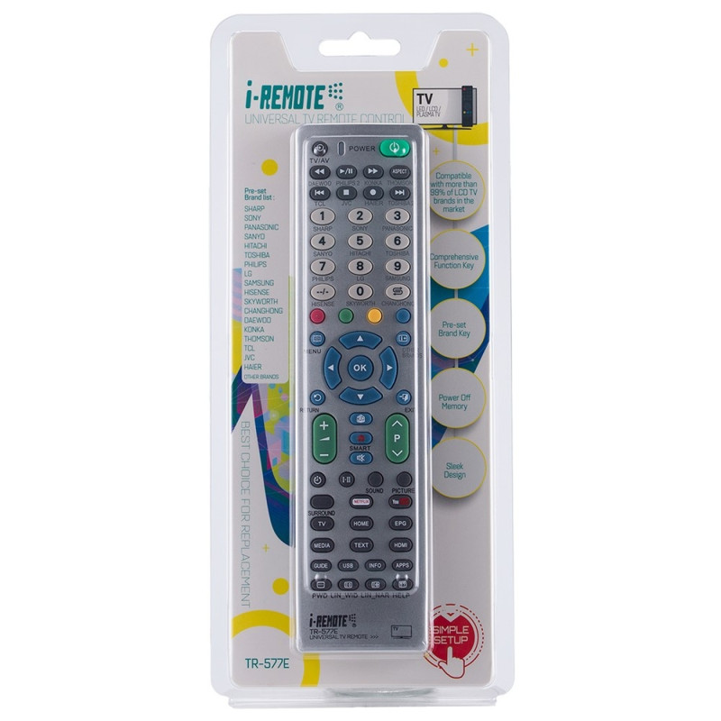 Fjernbetjening I-REMOTE TR577E Universal TV-fjernbetjeningsudskiftning