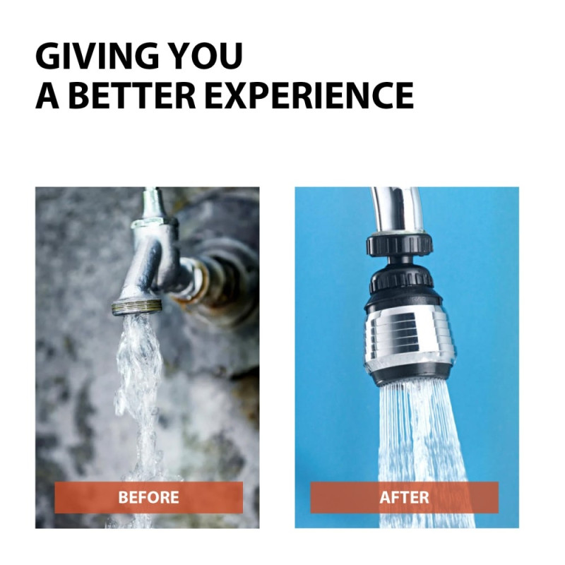 360 graders drejelig vandhane 2 positioner Køkkenblander Beluftervask