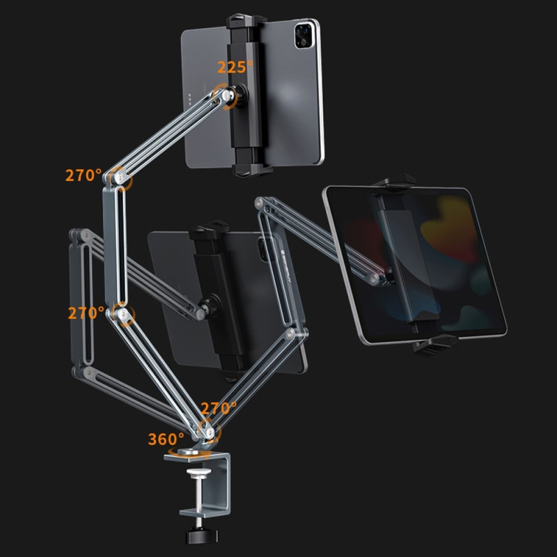 BONERUY Hållare Justerbar arm Mobiltelefon Surfplatta Stativ Lazy Bracket Silver