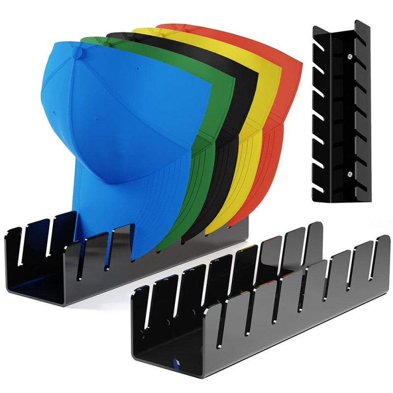 Rack oppbevaring for 7 deler hatter og caps Display - Svart