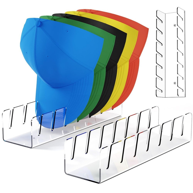 Ställ Förvaring för 7 stycken Hattar och Kepsar Display - Transparent