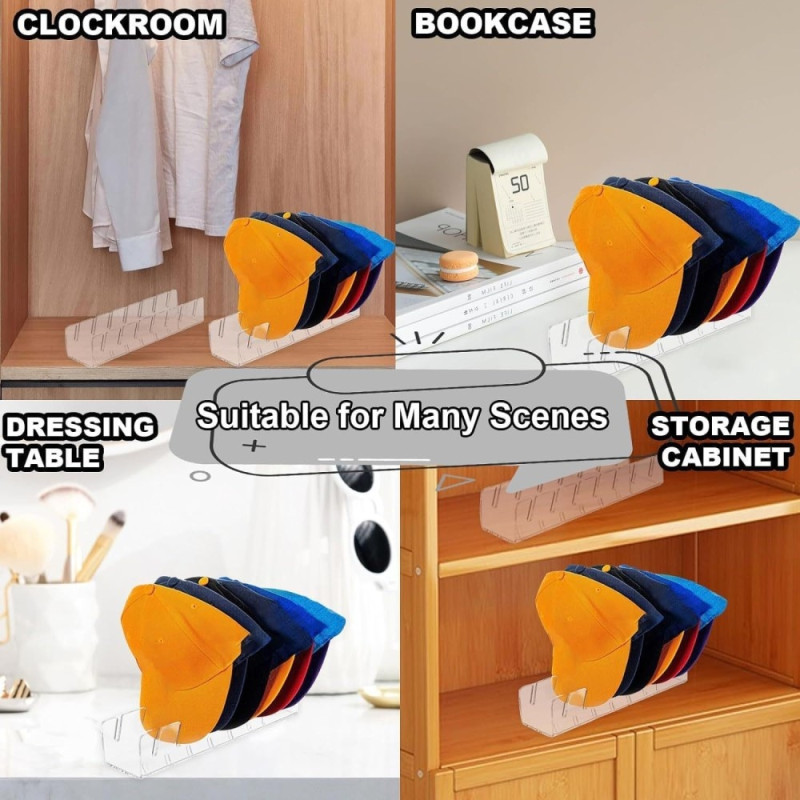 Ställ Förvaring för 7 stycken Hattar och Kepsar Display - Transparent