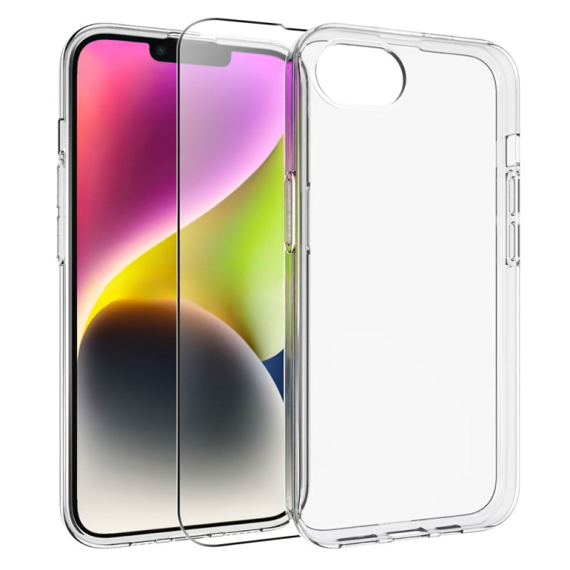 For iPhone 16e Gjennomsiktig TPU Ripebeskyttende Deksel + 2.5D Buet Skjermbeskytter