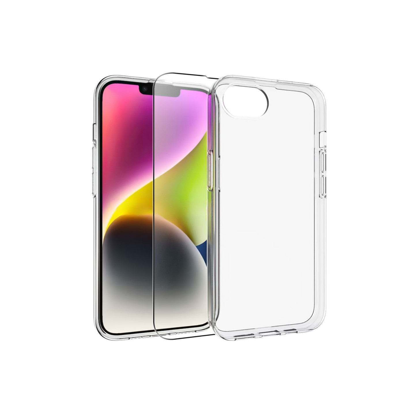 For iPhone 17e / 16e Gjennomsiktig TPU Ripebeskyttende Deksel + 2.5D Buet Skjermbeskytter