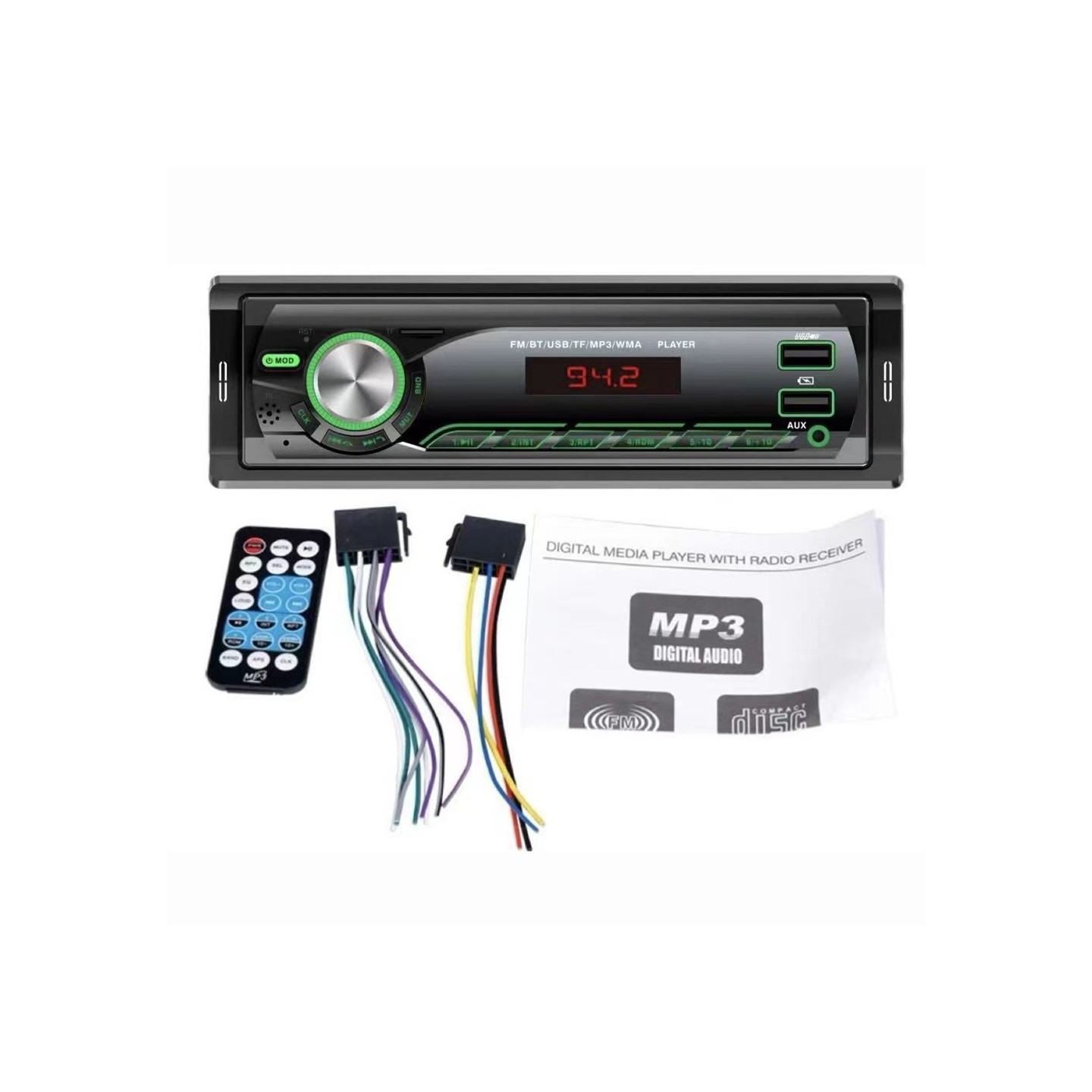 Bilstereo MP3-afspiller Bluetooth FM-radio Bilstereosystem TF-kort U Disk