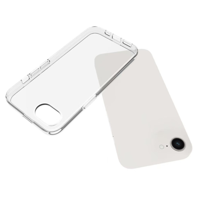 For iPhone 17e / 16e Gjennomsiktig TPU Ripebeskyttende Deksel + 2.5D Buet Skjermbeskytter