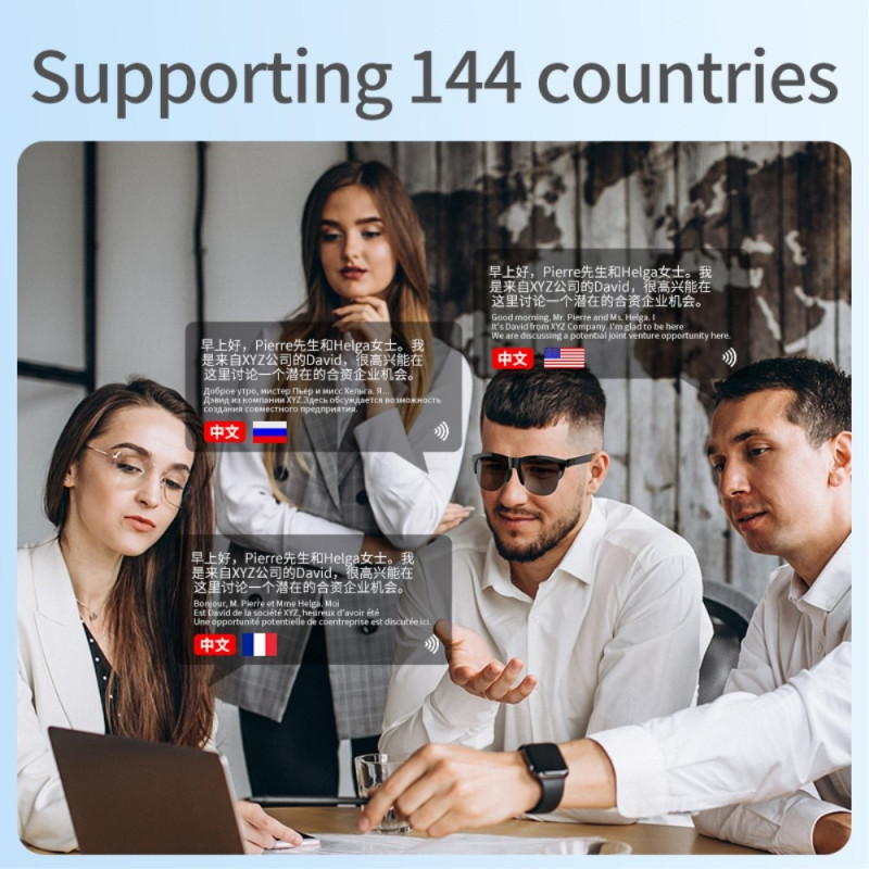 144 Languages Kääntäjä Smart AI Bluetooth-aurinkolasit kuulokkeilla