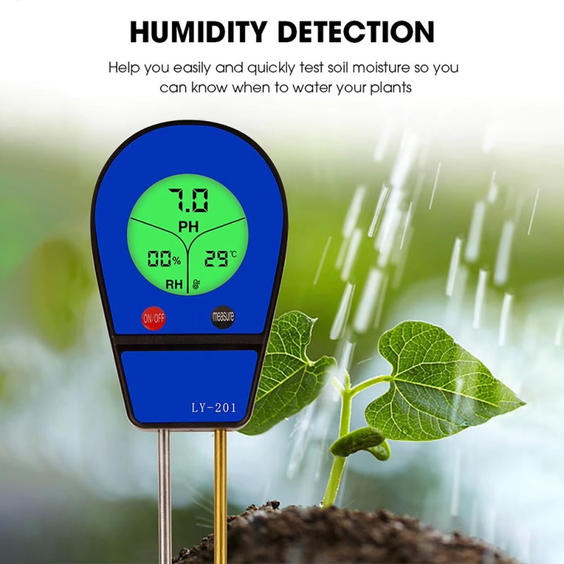 Digital Soil Tester 3i1 Temperatur Luftfugtighed PH Meter Acidity Analyzer