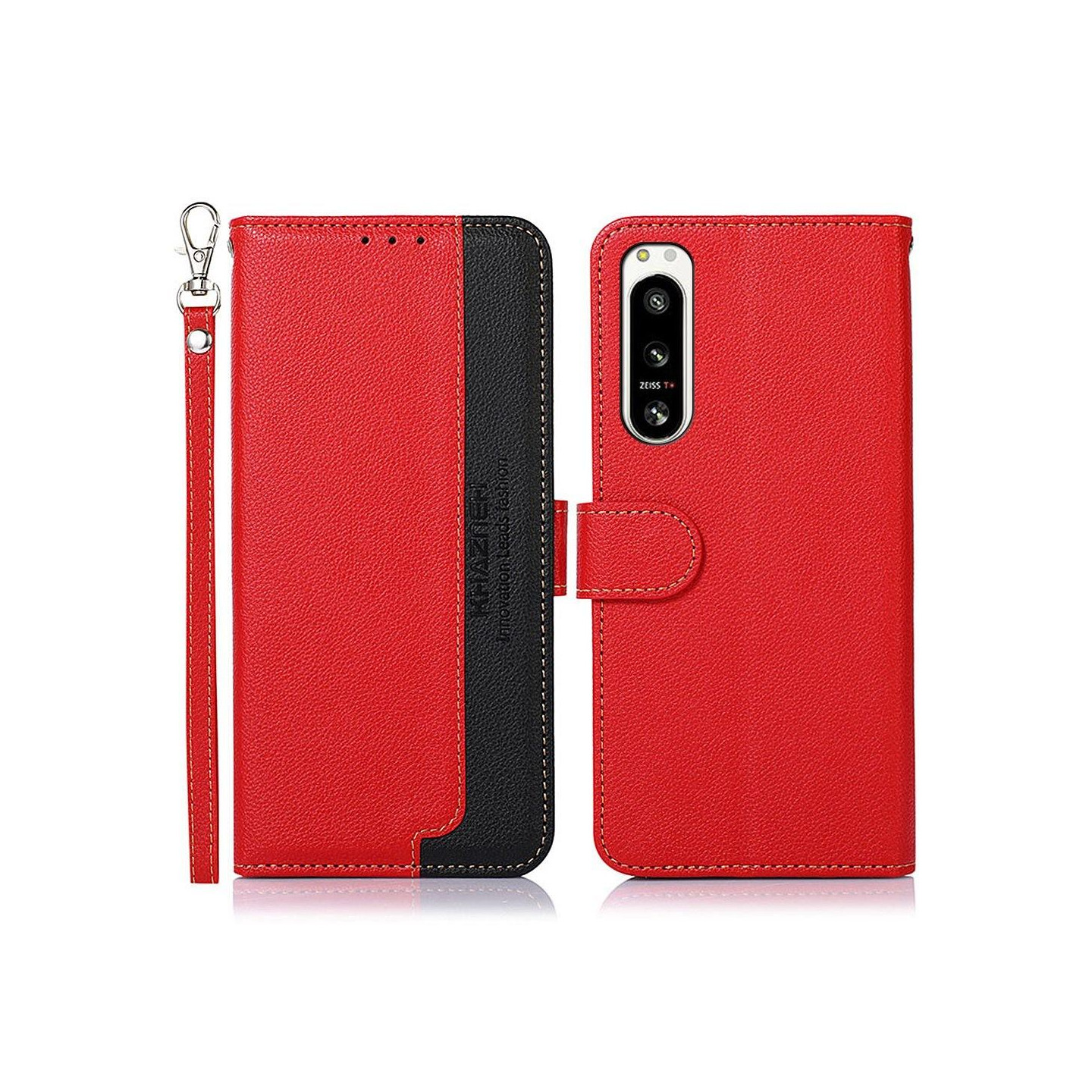 KHAZNEH Phone Cover for Sony Xperia 5 IV - Red - Black