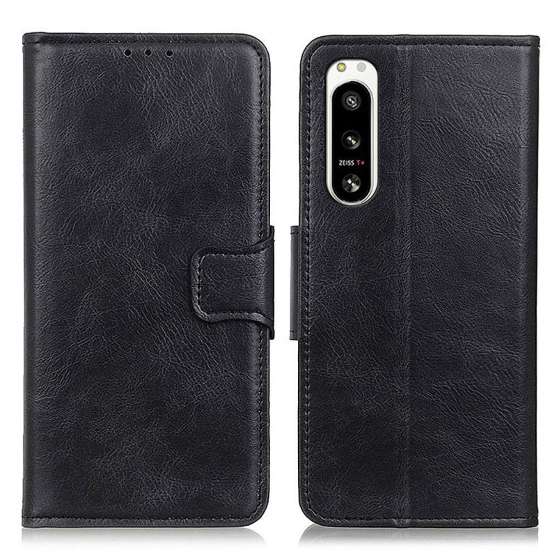 Crazy Horse Wallet Stand Cover for Sony Xperia 5 IV - Black