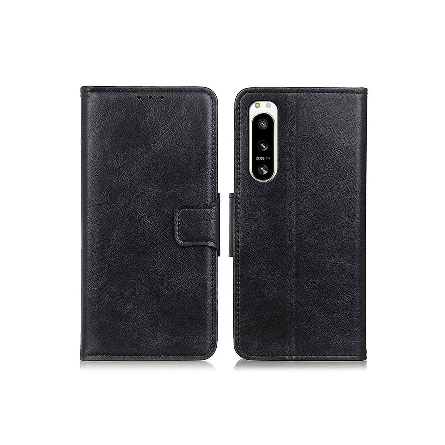 Crazy Horse Wallet Stand Cover for Sony Xperia 5 IV - Black