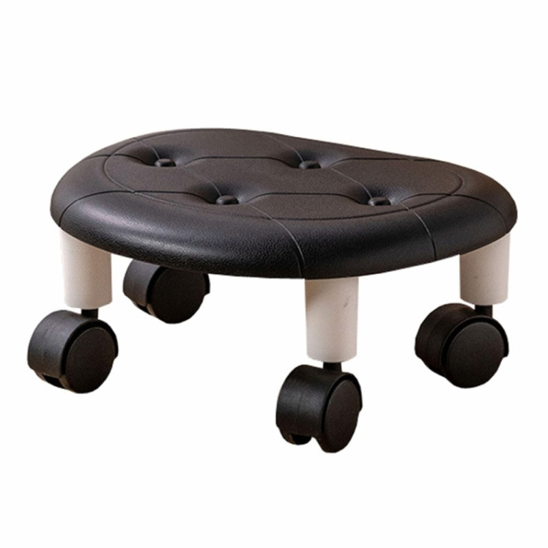 Chair Plastic Low Stool Simple Home Bedroom Universal Wheels Small Black