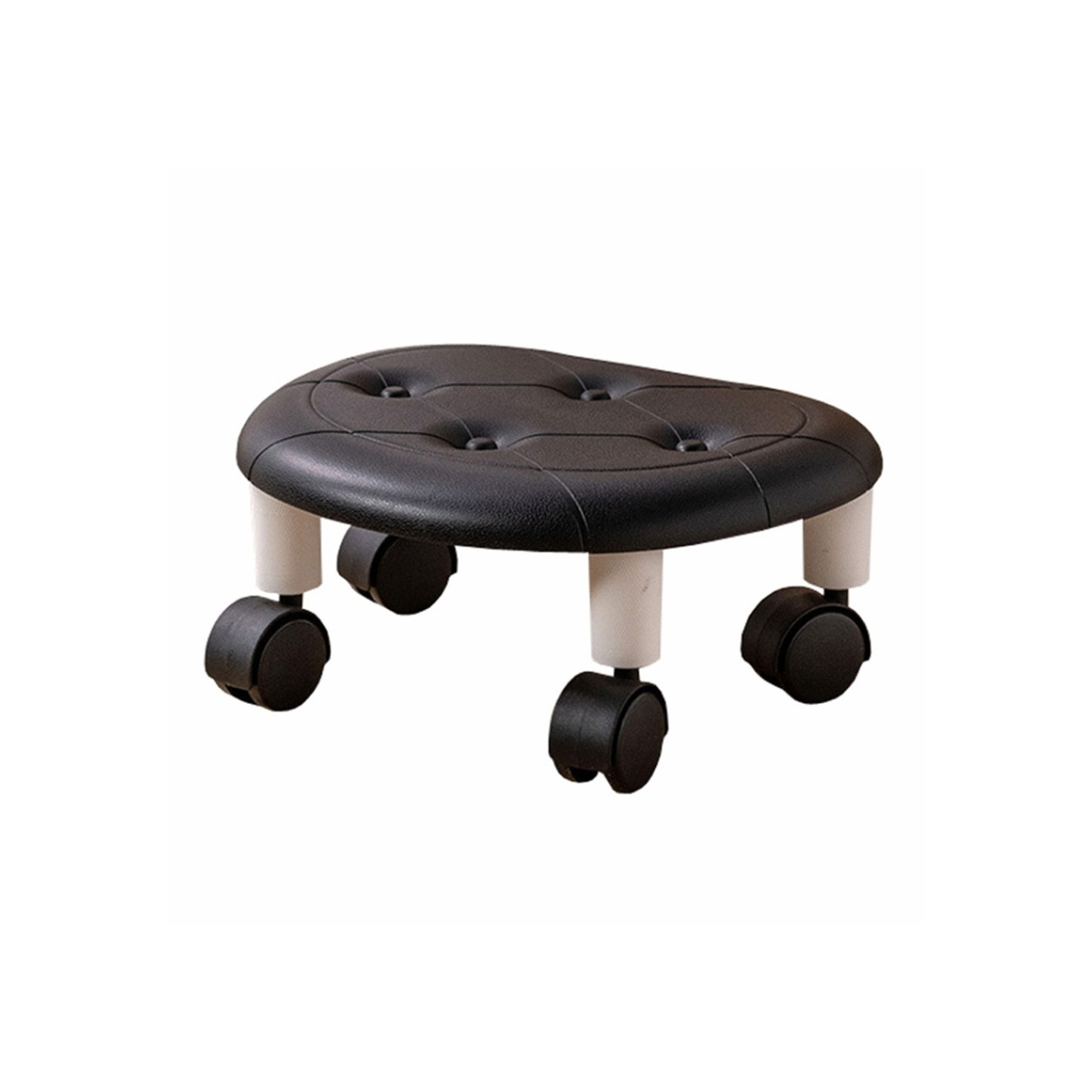 Chair Plastic Low Stool Simple Home Bedroom Universal Wheels Small Black