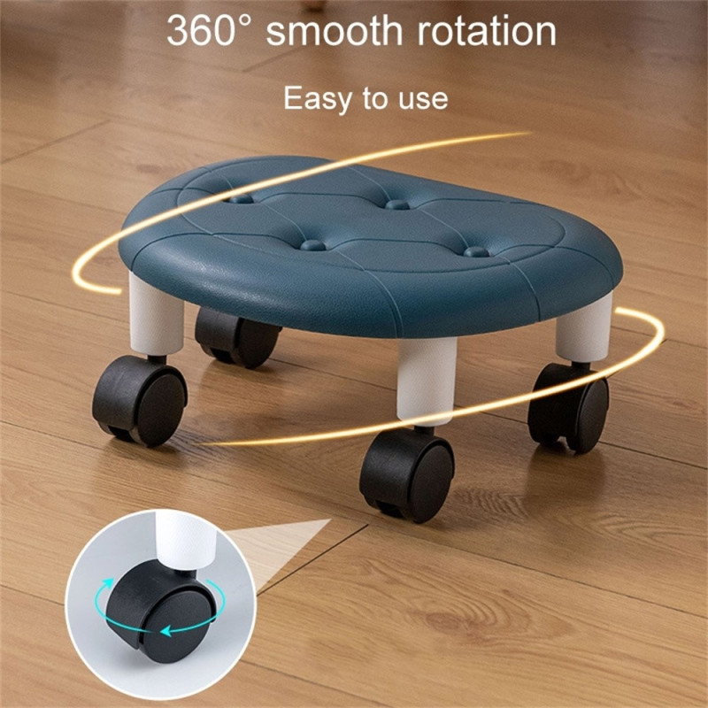 Chair Plastic Low Stool Simple Home Bedroom Universal Wheels Small Black