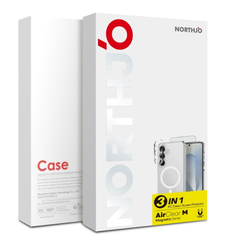 NORTHJO til Samsung Galaxy S25 TPU-cover + Hærdet Glasfilm + Kameralinsebeskytter