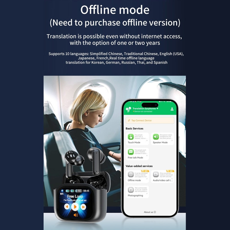 Översättare 150 språk Translation Smart Voice Bluetooth In Ear-hörlurar - Vit