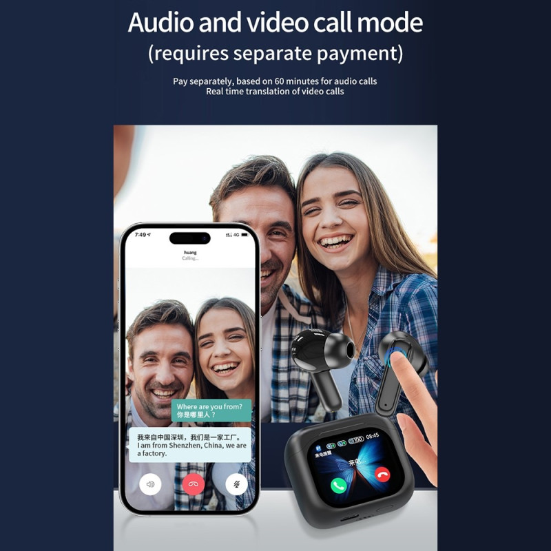 Oversætter 150 Sprog Oversættelse Smart Voice Bluetooth In Ear-hovedtelefoner - Hvid