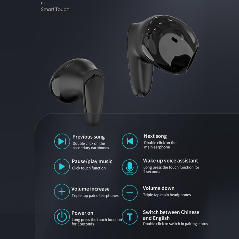 150 språk Translation Översättare Smart Voice Bluetooth In Ear-hörlurar - Vit