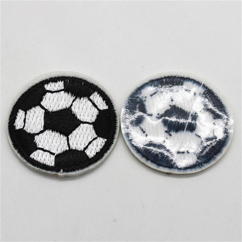 2 Pieces 7.3cm Cartoon Football Iron On Embroidered Patch Applique DIY Badge