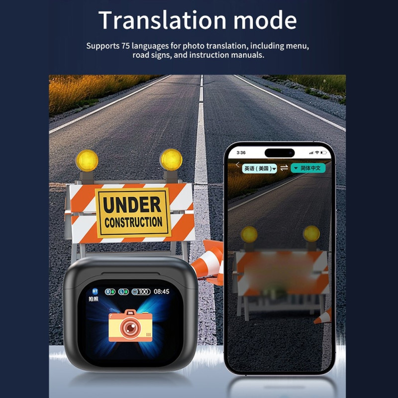 Kääntäjä 150 kielen käännös Smart Voice Bluetooth In Ear -kuulokkeet - musta