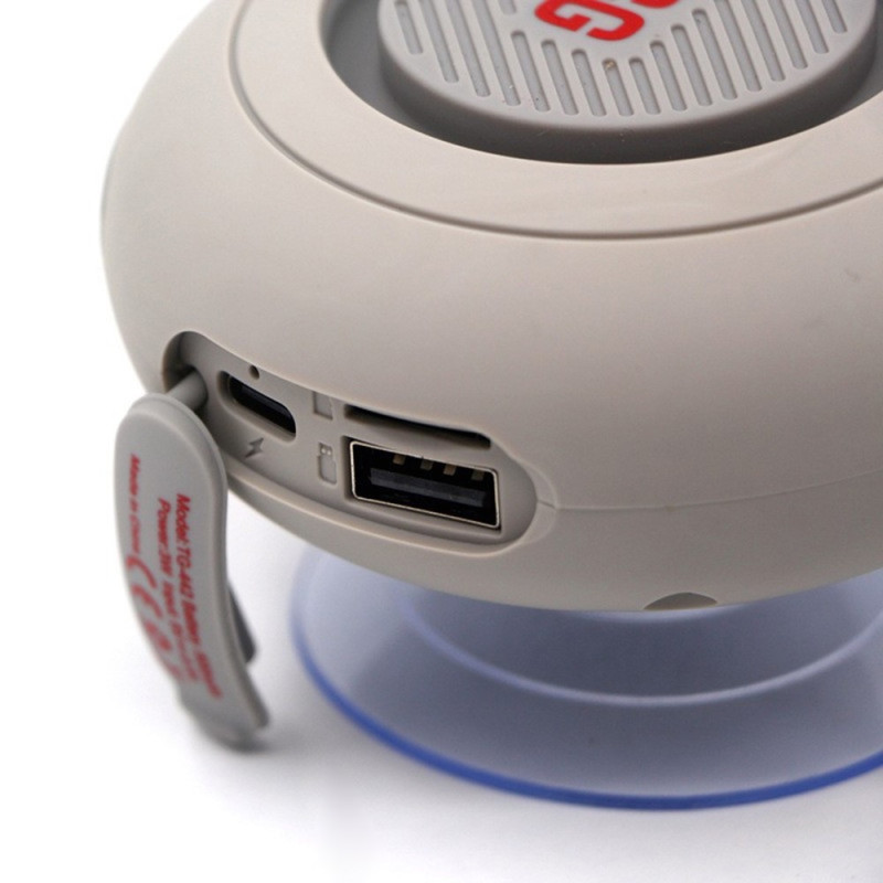 Bathroom Waterproof Suction Cup Bluetooth Speaker Wireless Supports Memory Card - Black