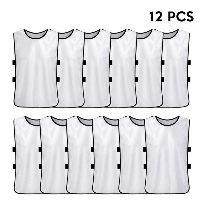 12PCS Adults Football Quick-Drying Football Vest Training Vest - White