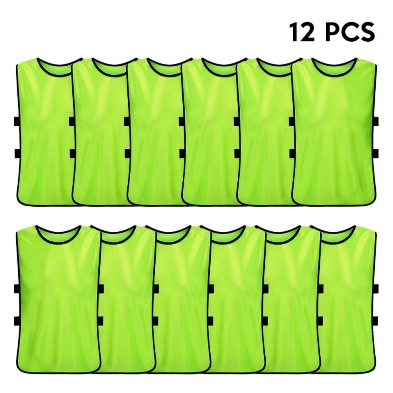 12PCS Adults Football Quick-Drying Football Vest Training Vest - Fluorescent