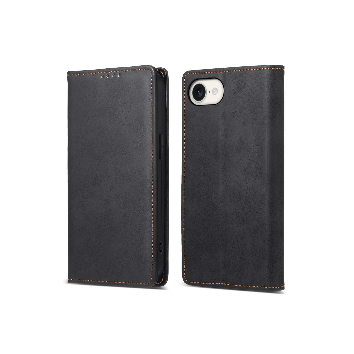 For iPhone 17e / 16e deksel magnetisk lukking fliptelefondeksel - Svart