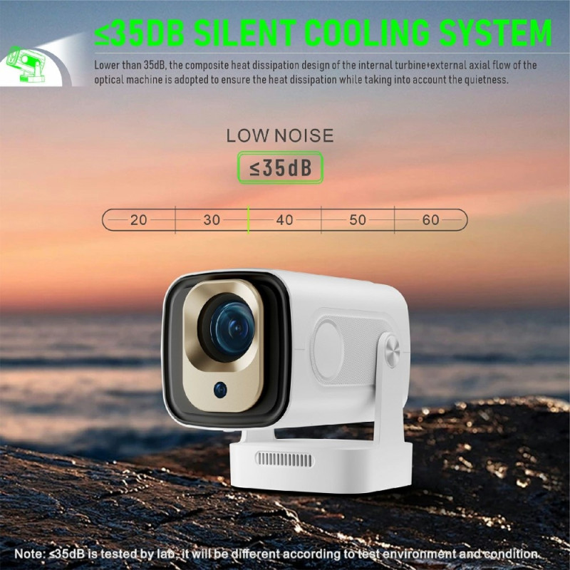 HY260 Pro Projektor 1GB+8GB Android 11.0 WiFi6 BT5.4 Hjemmebiograf 200 ANSI Lumen