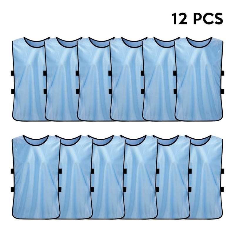 12PCS Adults Football Quick-Drying Football Vest Training Vest - Blue