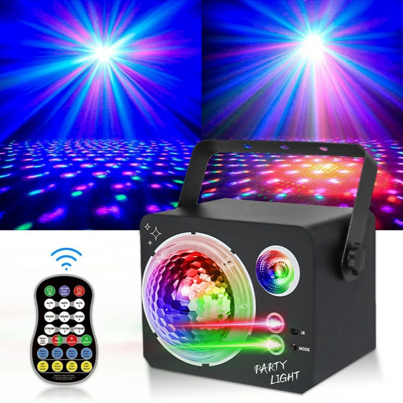 Roterende Magic Ball Laser Light RGB LED Strobe Lydaktiveret projektorlampe