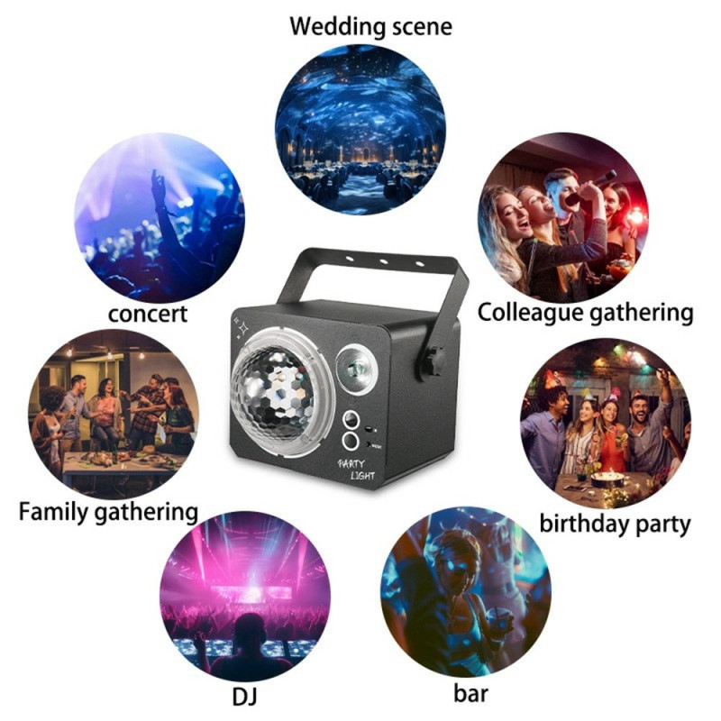 Roterende Magic Ball Laser Light RGB LED Strobe Lydaktiveret projektorlampe