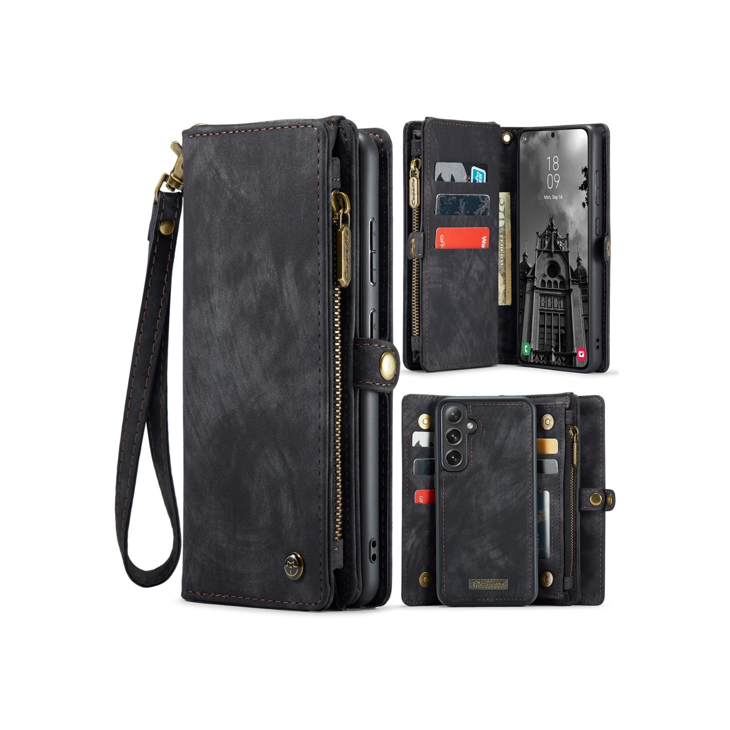 CASEME Samsung Galaxy S25 2-in-1 Irrotettava - Musta