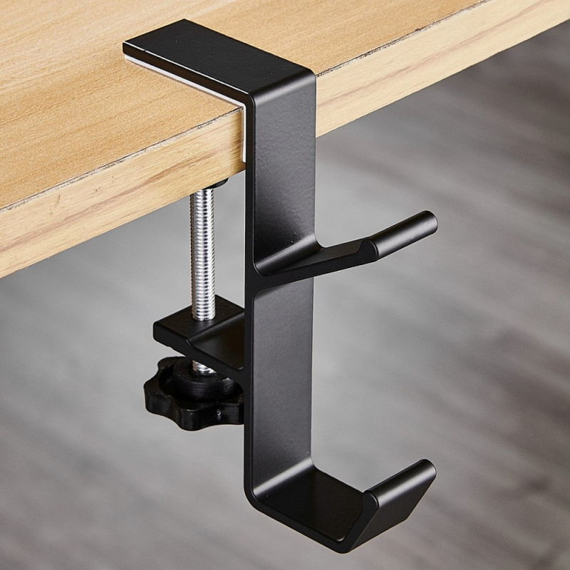 Desk Edge Hook Reppulaukku Kuulokkeiden ripustin pöydän alle Säilytys - Musta
