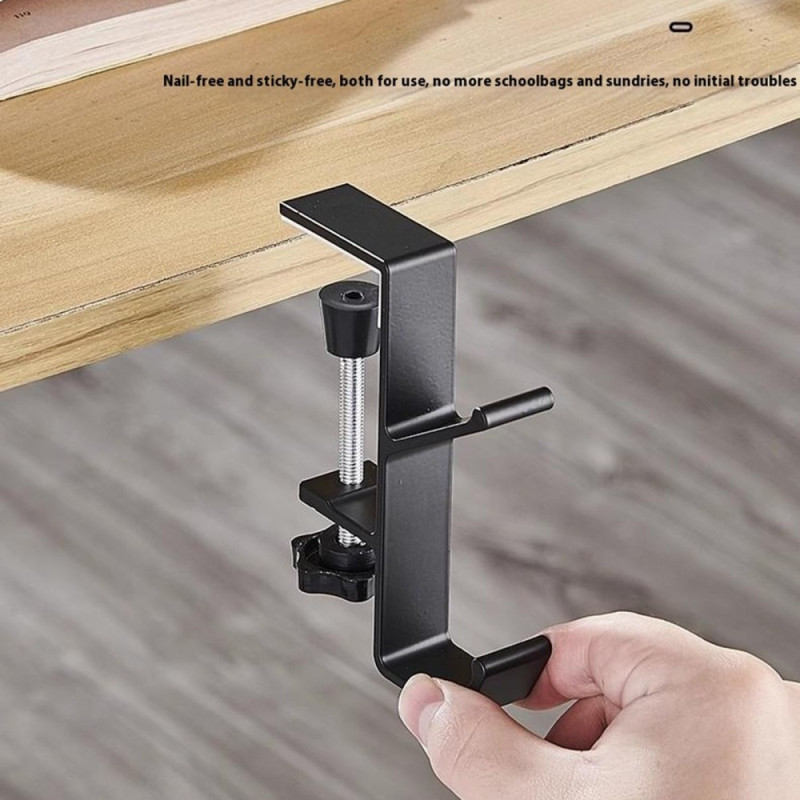 Desk Edge Hook Reppulaukku Kuulokkeiden ripustin pöydän alle Säilytys - Musta