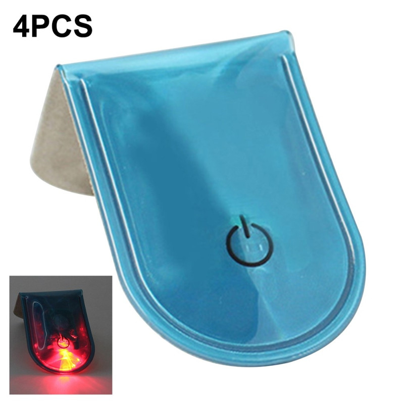 4st LED Ljus Magnetiska Clips Säkerhet Löpning Natt Camping Aktiviteter - Blå