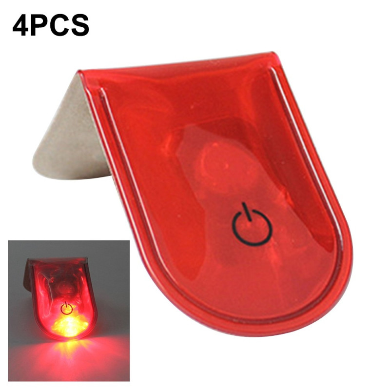 4pcs LED Light Magnetic Clips Safety Running Night Camping Activities - Red
