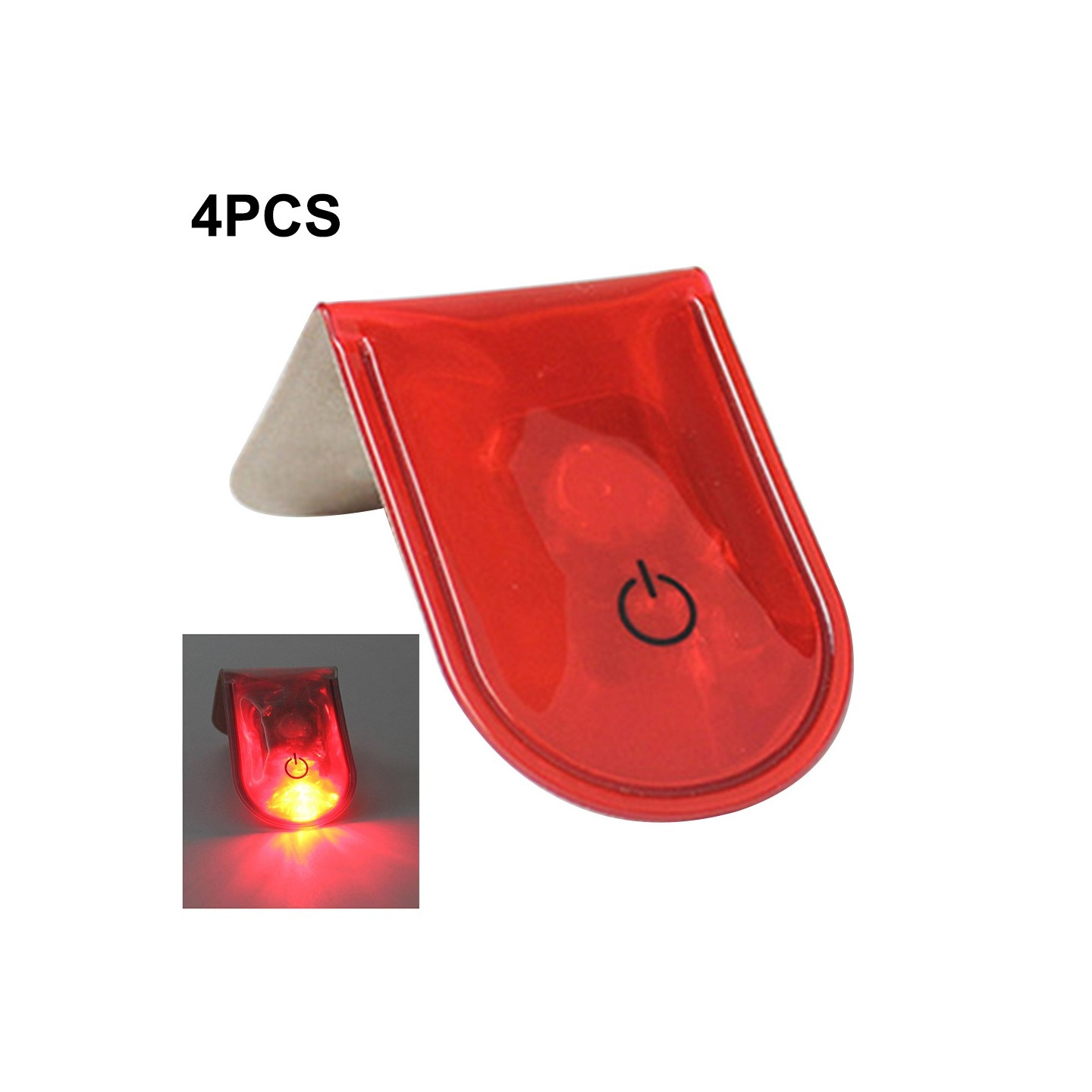 4st LED Ljus Magnetiska Clips Säkerhet Löpning Natt Camping Aktiviteter - Röd