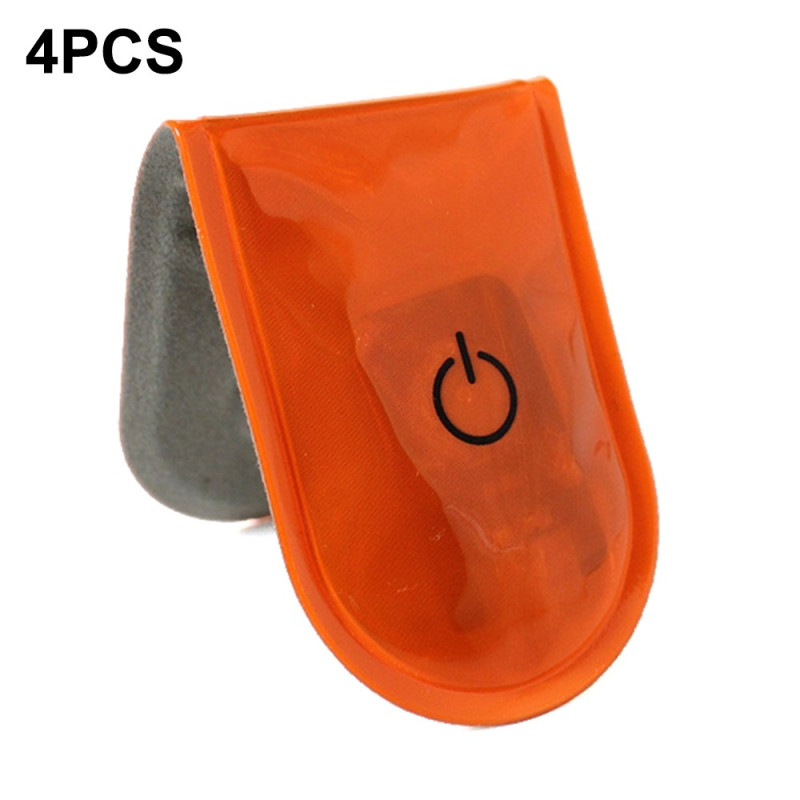 4st LED Ljus Magnetiska Clips Säkerhet Löpning Natt Camping Aktiviteter - Orange