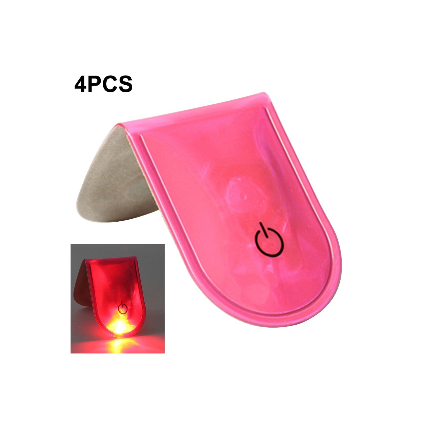 4 stk LED-lys Magnetiske klips Sikkerhet Løping Natt Campingaktiviteter - Rosa