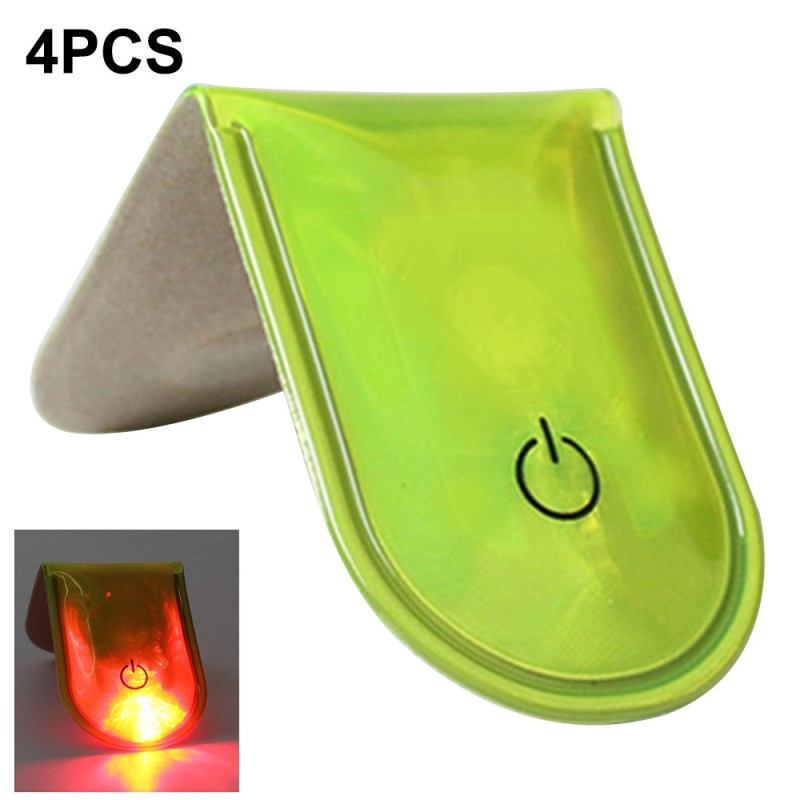 4st LED Ljus Magnetiska Clips Säkerhet Löpning Natt Camping Aktiviteter - Fluorescerande