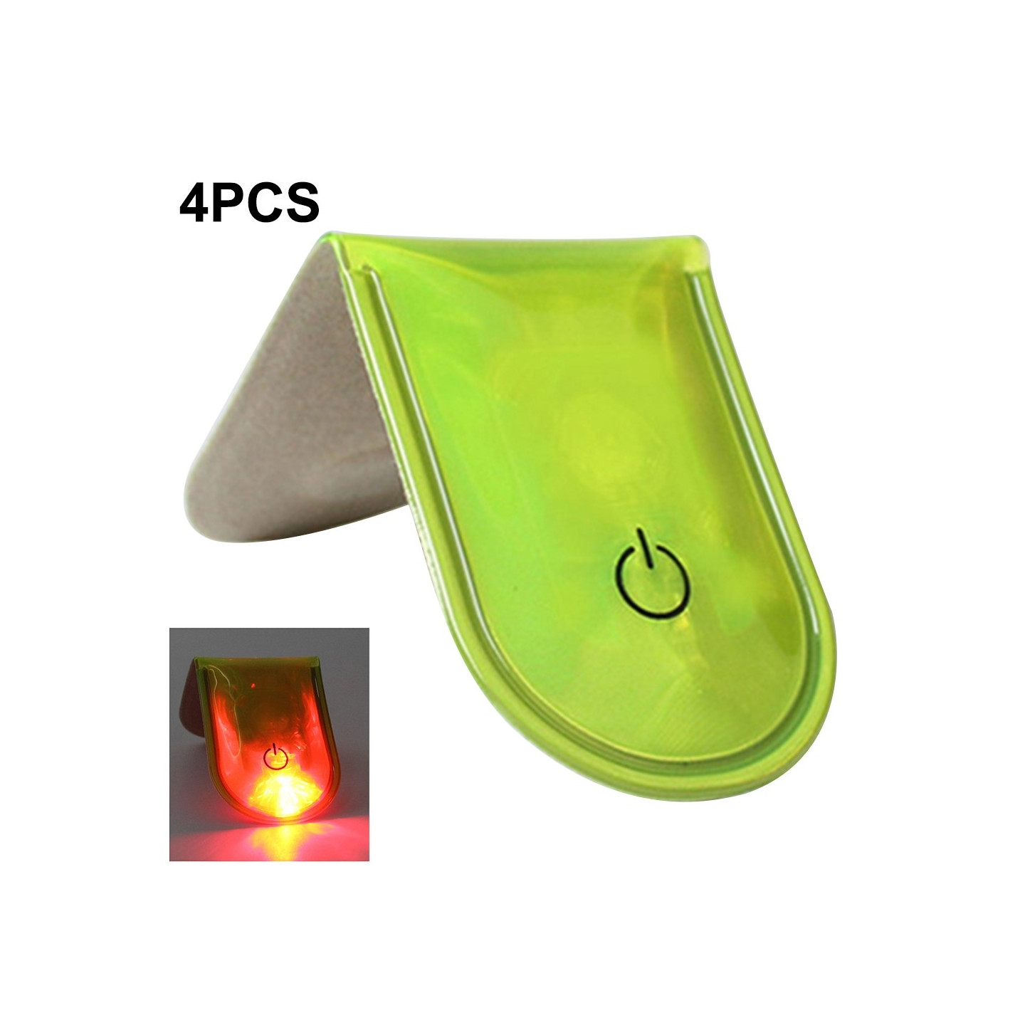 4 stk LED-lys Magnetiske Clips Sikkerhed Løbenat Campingaktiviteter - Fluorescerende