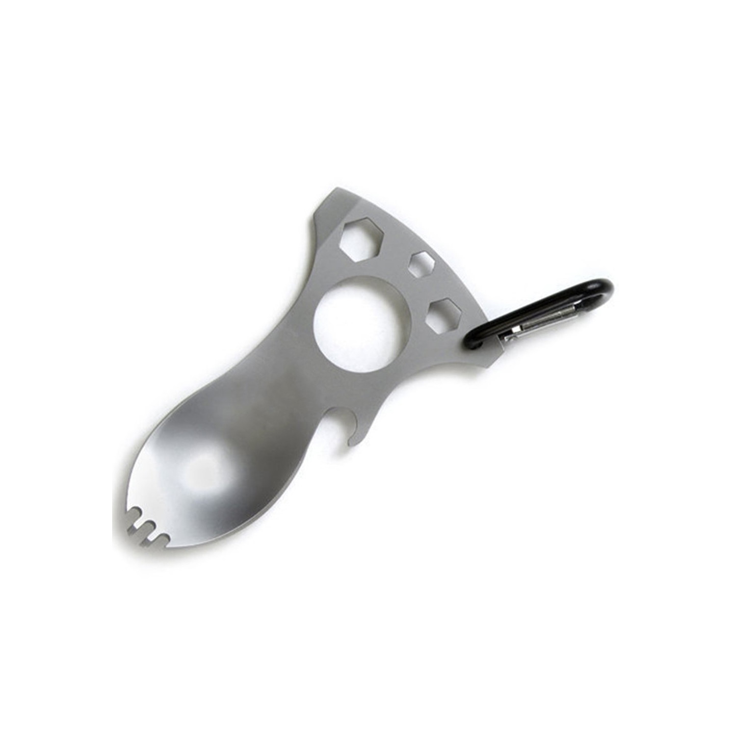 Multi-verktyg Camping Sked Gaffel Flasköppnare Skiftnyckel Karbinhake